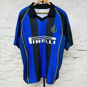 Ronaldo Inter Milan Home Kit Vintage Jersey #9 Blue Striped Made in Italy XL